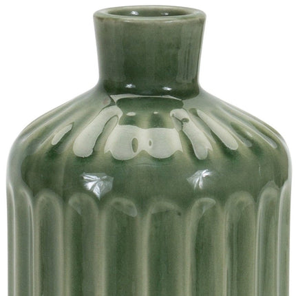 7" Green Terracotta Striped Bud Table Vase HomeRoots