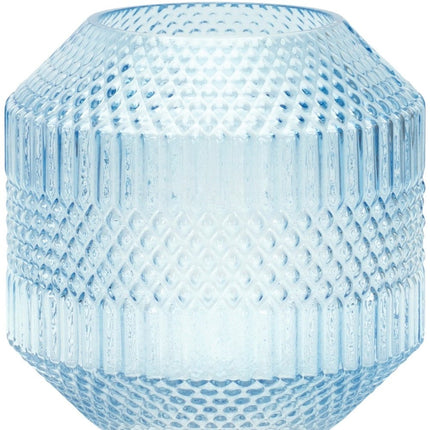 8" Pale Blue Geometric Cylinder Glass Table Vase HomeRoots