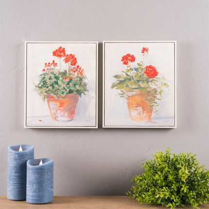 Set of Two White Brown And Red Flower Framed Art HomeRoots