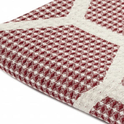 60" X 50" Red Woven Cotton Geometric Throw Blanket with Fringe HomeRoots