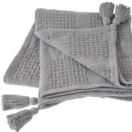 50" X 60" Purple Woven Cotton Throw Blanket with Tassels HomeRoots