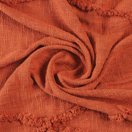 60" X 50" Orange Woven Cotton Throw Blanket with Fringe HomeRoots