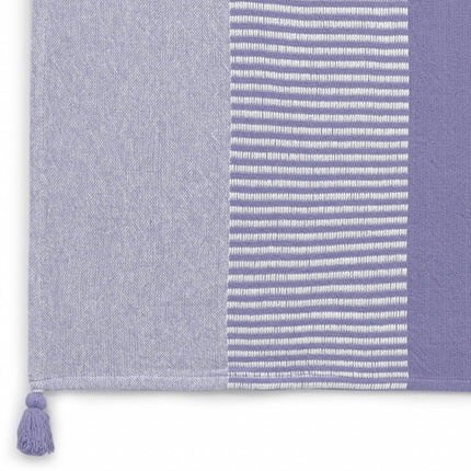 50" X 60" Purple Woven Cotton Striped Throw Blanket with Tassels HomeRoots