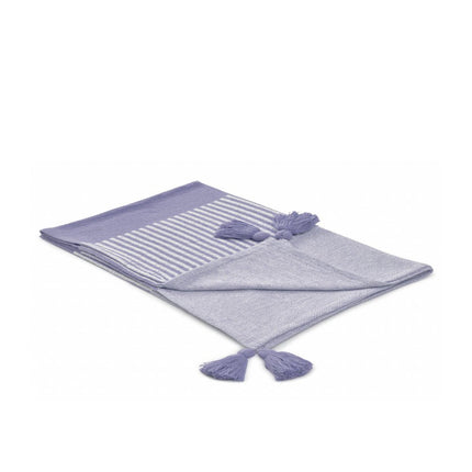 50" X 60" Purple Woven Cotton Striped Throw Blanket with Tassels HomeRoots