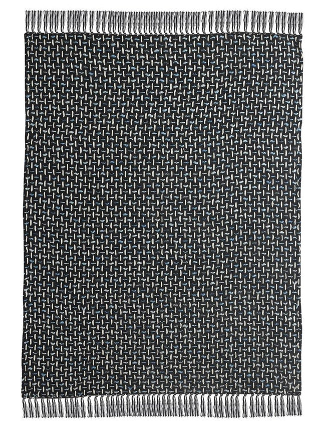 Black and Blue Woven Cotton Geometric Throw Blanket HomeRoots