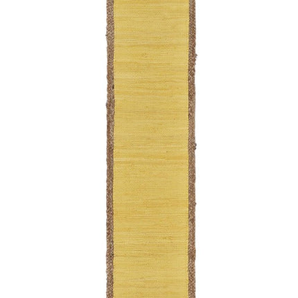 72" Yellow And Natural Cotton And Jute Table Runner