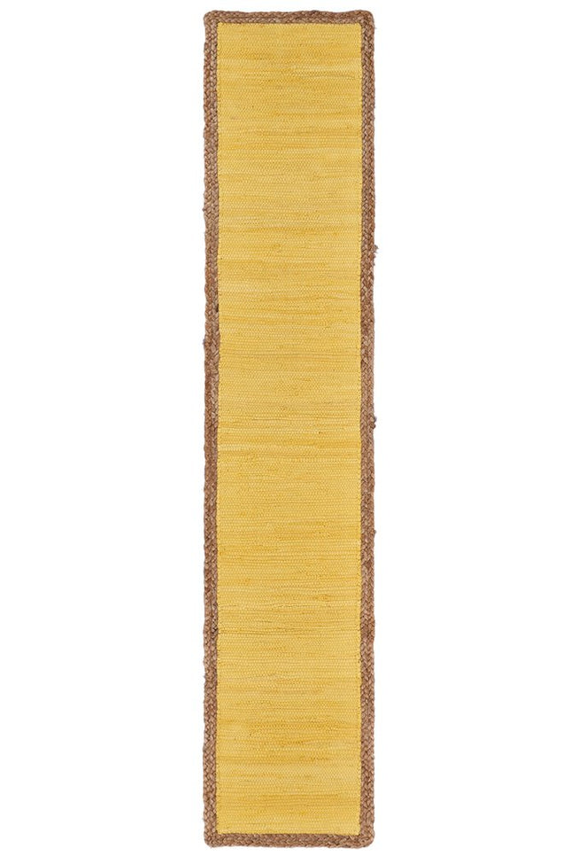 72" Yellow And Natural Cotton And Jute Table Runner HomeRoots