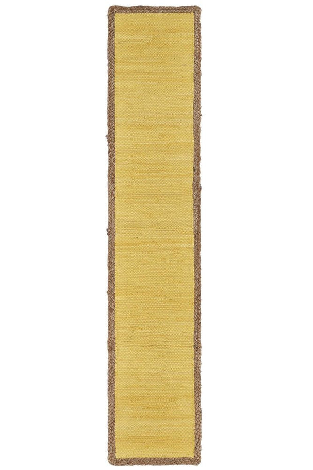 72" Yellow And Natural Cotton And Jute Table Runner HomeRoots