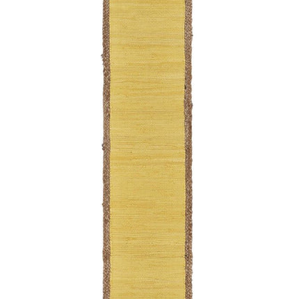 72" Yellow And Natural Cotton And Jute Table Runner