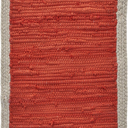 19" Set of Four Orange And Natural Solid With Border Cotton Placemats HomeRoots