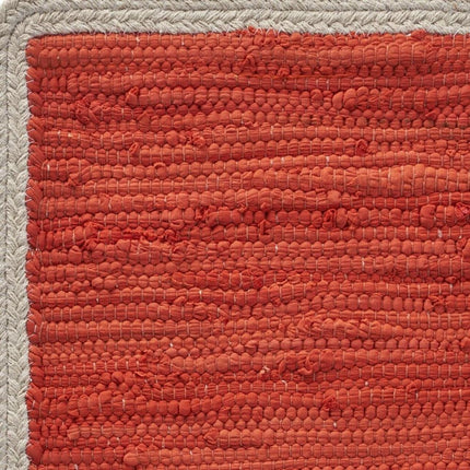 19" Set of Four Orange And Natural Solid With Border Cotton Placemats HomeRoots