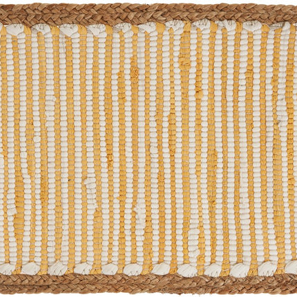 19" Set of Four Cream Yellow And Natural Striped Cotton And Jute Placemats HomeRoots