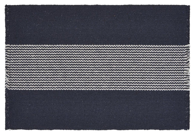 19" Set of Four Navy Blue And White Striped Cotton Placemats HomeRoots