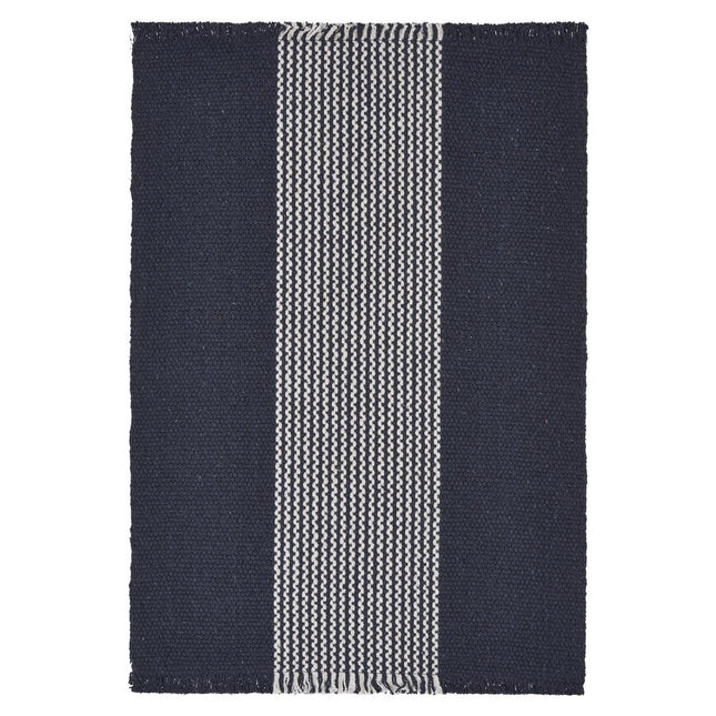 19" Set of Four Navy Blue And White Striped Cotton Placemats