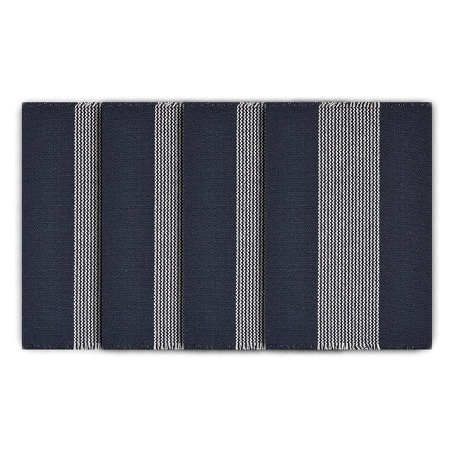 19" Set of Four Navy Blue And White Striped Cotton Placemats HomeRoots
