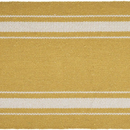 19" Set of Four Yellow And White Striped Cotton Placemats