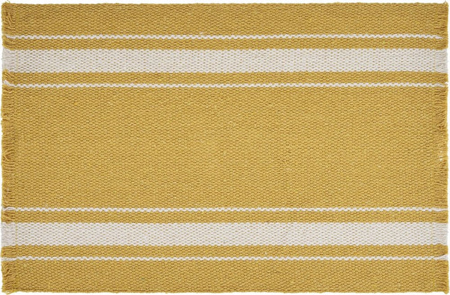 19" Set of Four Yellow And White Striped Cotton Placemats HomeRoots