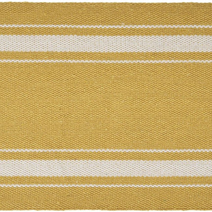 19" Set of Four Yellow And White Striped Cotton Placemats