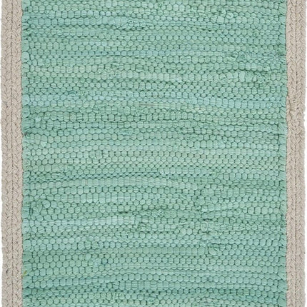 19" Set of Four Turquoise and Natural Solid With Border Cotton Placemats