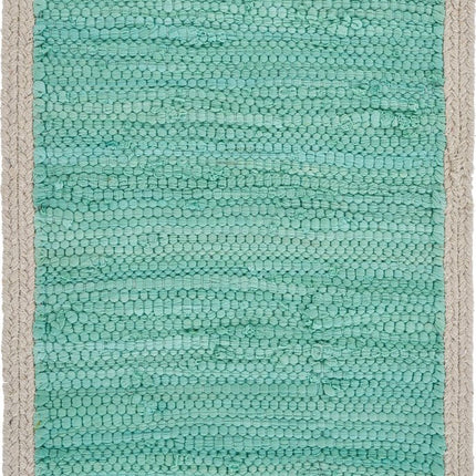 19" Set of Four Turquoise and Natural Solid With Border Cotton Placemats HomeRoots