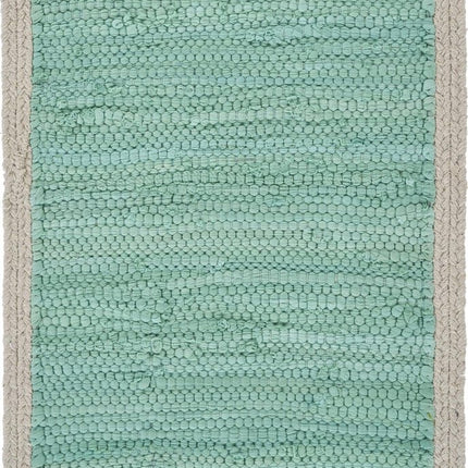 19" Set of Four Turquoise and Natural Solid With Border Cotton Placemats