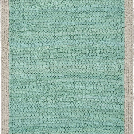 19" Set of Four Turquoise and Natural Solid With Border Cotton Placemats HomeRoots
