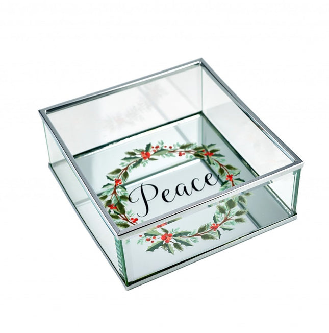 6" Silver Glass Christmas Vanity Tray HomeRoots