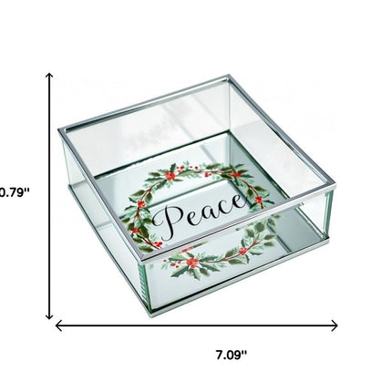 6" Silver Glass Christmas Vanity Tray HomeRoots