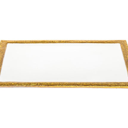 9" Gold and White Rectangular Metal Serving Tray HomeRoots