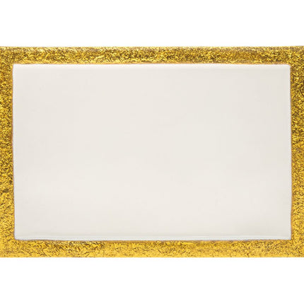 9" Gold and White Rectangular Metal Serving Tray HomeRoots