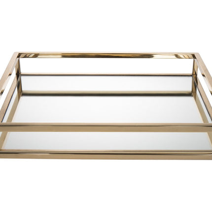 14" Gold Square Metal Serving Tray HomeRoots
