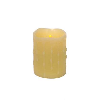 Set of Four Yellow Flameless Pillar Candles HomeRoots