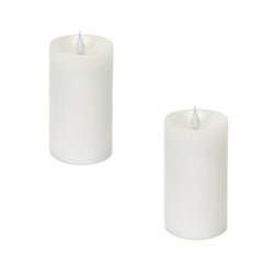 Set of Two White Flameless Pillar Candle