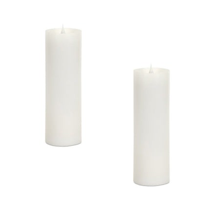 Set of Two White Flameless Pillar Candles HomeRoots