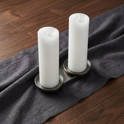 Set of Two White Flameless Pillar Candles HomeRoots