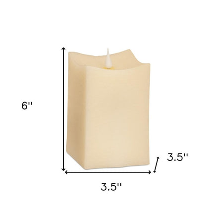 Set of Two Beige Flameless Pillar Candle HomeRoots