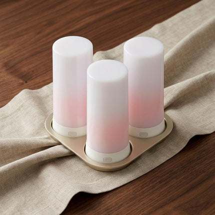 Set of Two White Flameless Pillar Candle HomeRoots