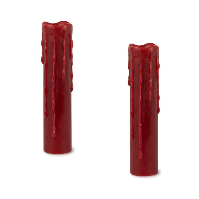 Set of Two Red Flameless Pillar Candle HomeRoots