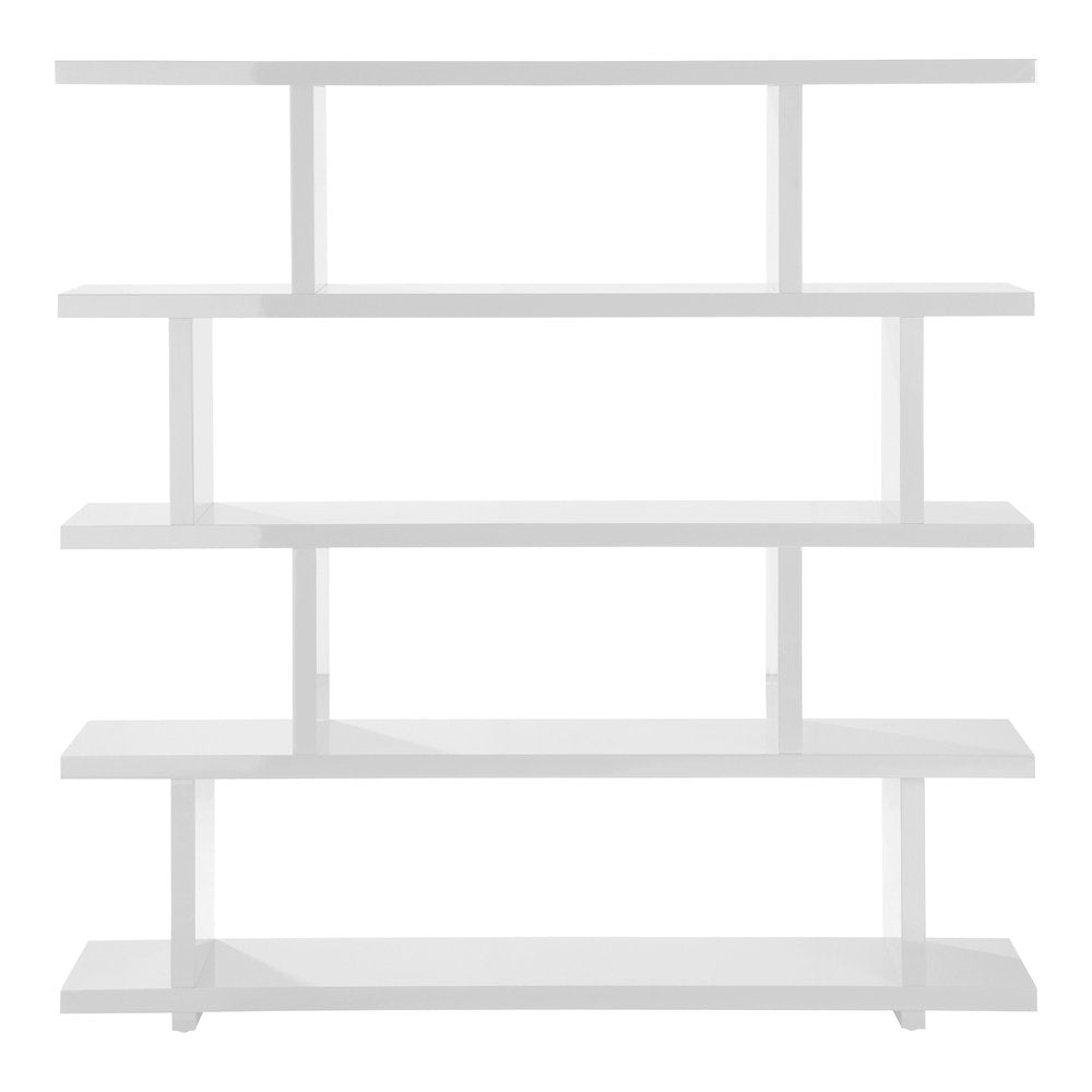 White Wood Five Tier Bookcase