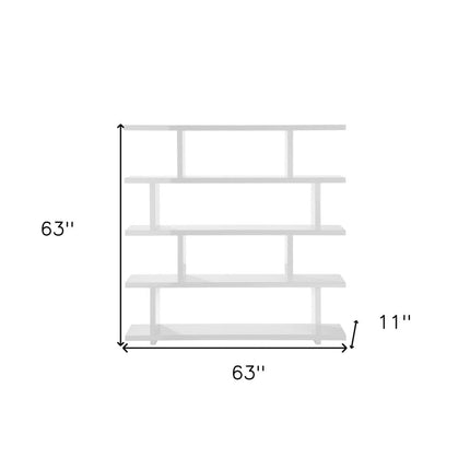 White Wood Five Tier Bookcase HomeRoots