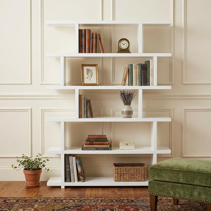 White Wood Five Tier Bookcase HomeRoots