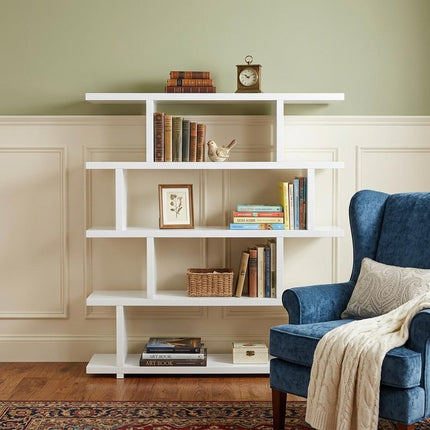 White Wood Five Tier Bookcase HomeRoots
