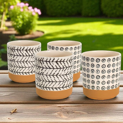 Set of Four Cream Dolomite 3 Ounce Round Pot Planters HomeRoots