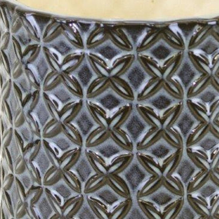 Set of Two Brown And Gray Clay 7 Ounce Geometric Round Pot Planters HomeRoots