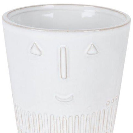 Set of Two White Porcelain 4 Ounce Abstract Face Pot Planters HomeRoots
