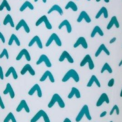 Set of Two Aqua Teal And White Ceramic 2 Ounce Chevron Round Distressed Pot Planters HomeRoots