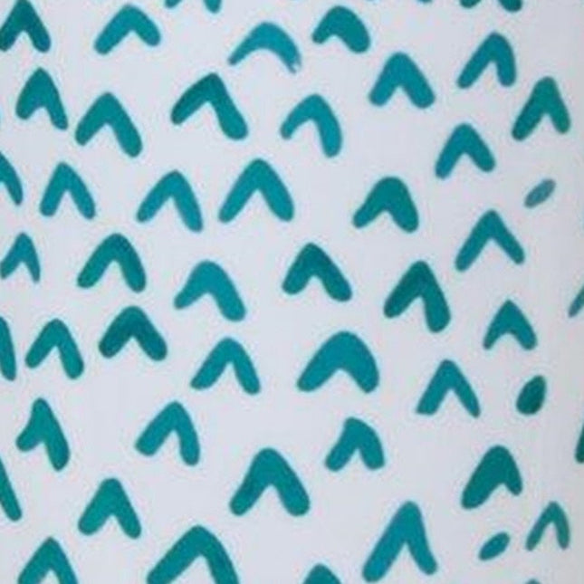 Set of Two Aqua Teal And White Ceramic 2 Ounce Chevron Round Distressed Pot Planters HomeRoots