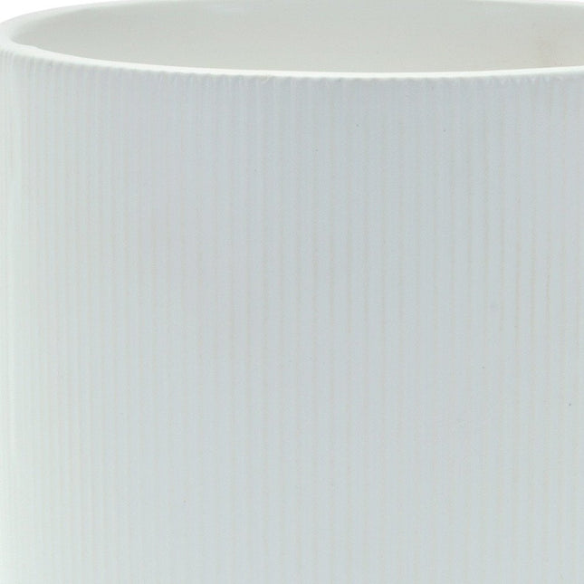 White Ceramic 7 Ounce Striped Footed Pot Planter HomeRoots