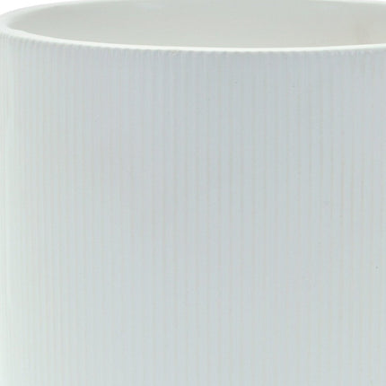 White Ceramic 7 Ounce Striped Footed Pot Planter HomeRoots