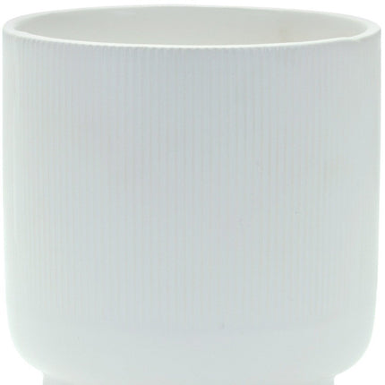 White Ceramic 7 Ounce Striped Footed Pot Planter HomeRoots
